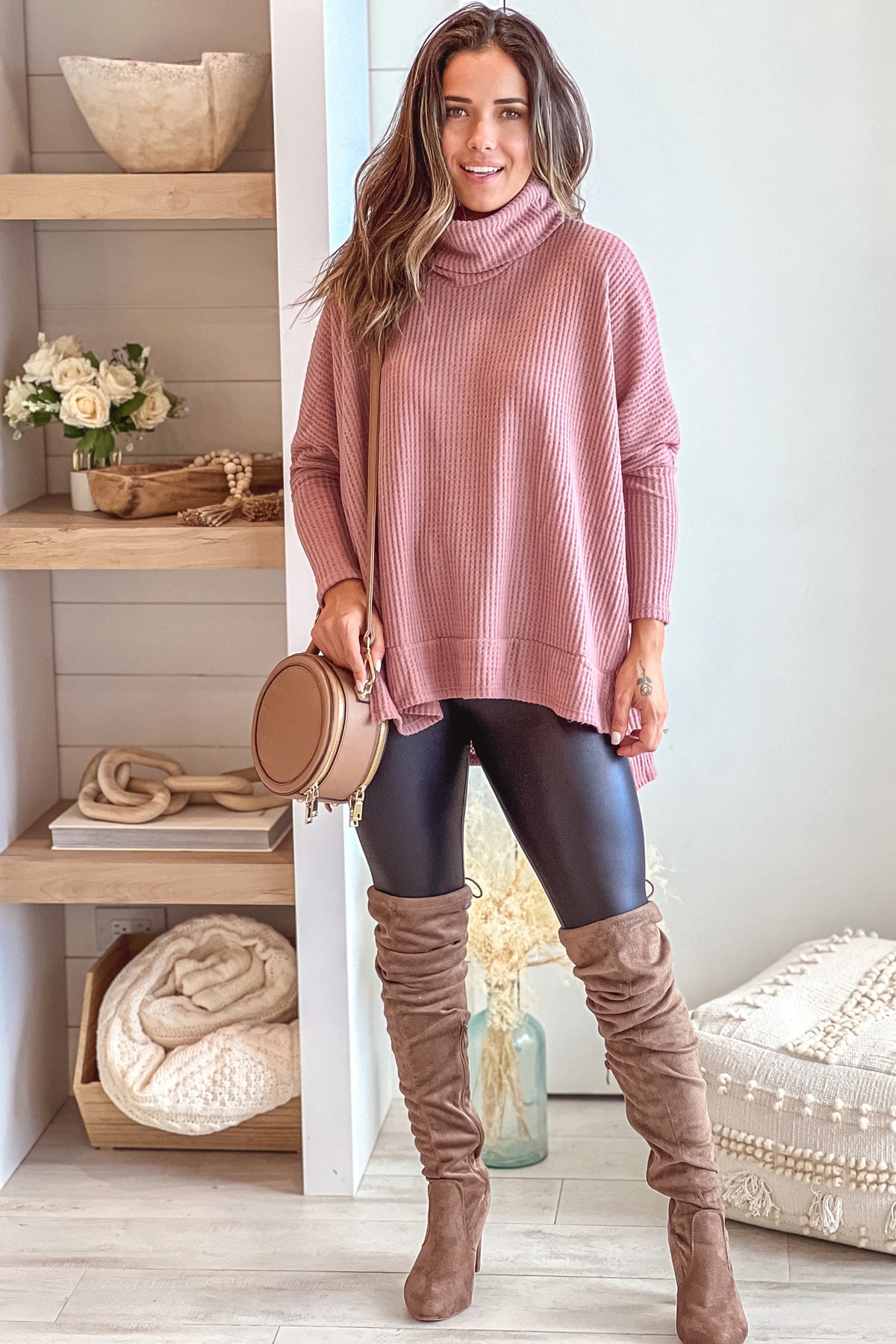 Muave Turtle Mauve Turtle Neck Top | Cute Tops – Saved by the Dress