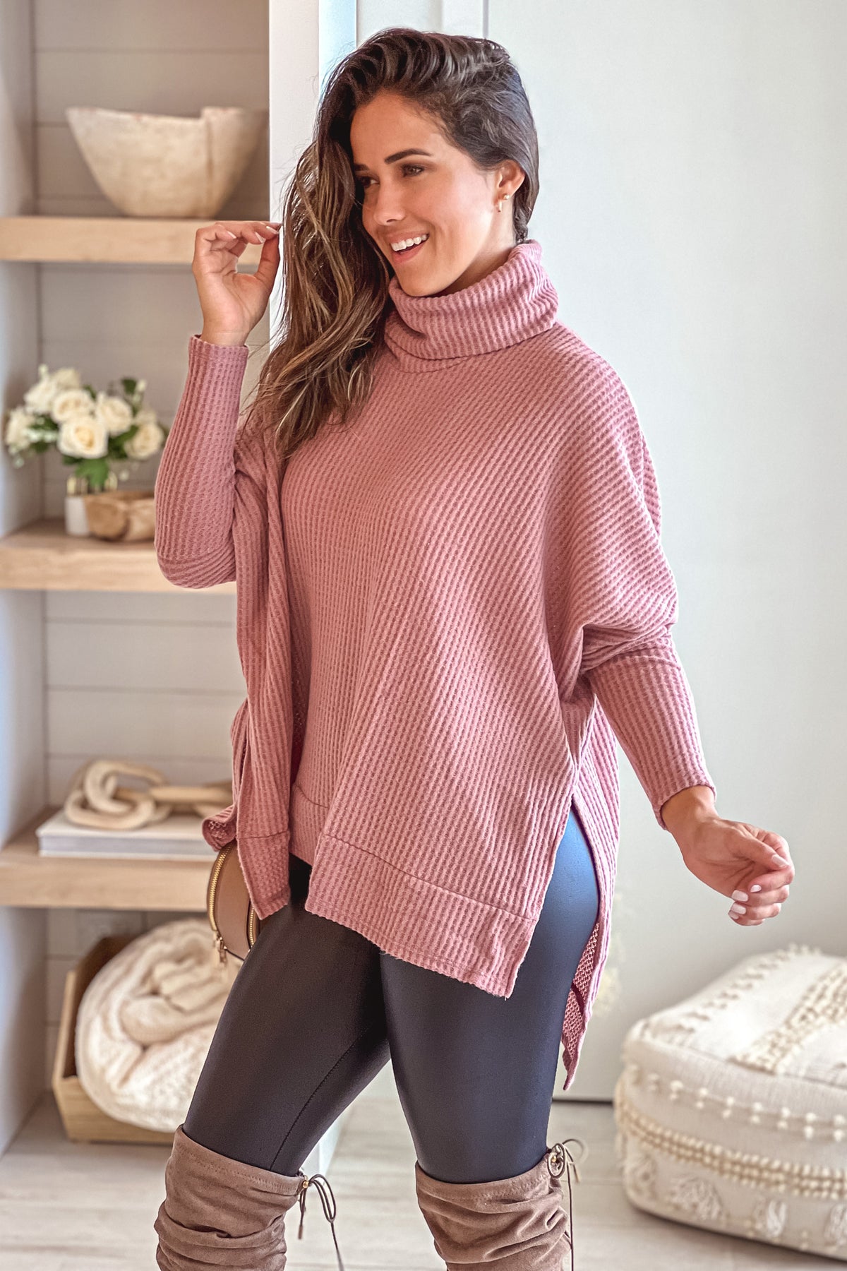 Muave Turtle Mauve Turtle Neck Top | Cute Tops – Saved by the Dress