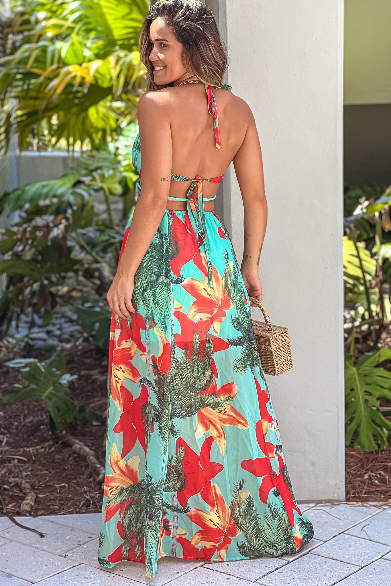 Mint Floral Chiffon Maxi Dress With Open Back | Maxi Dresses Saved by the Dress Mint Floral Chiffon Maxi Dress With Open Back | Maxi Dresses Saved by the Dress