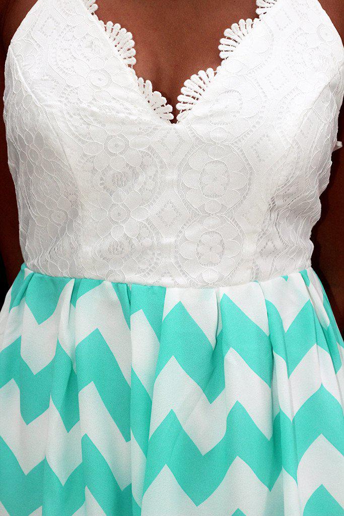 Mint Chevron Romper