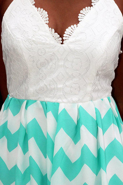 Mint Chevron Romper