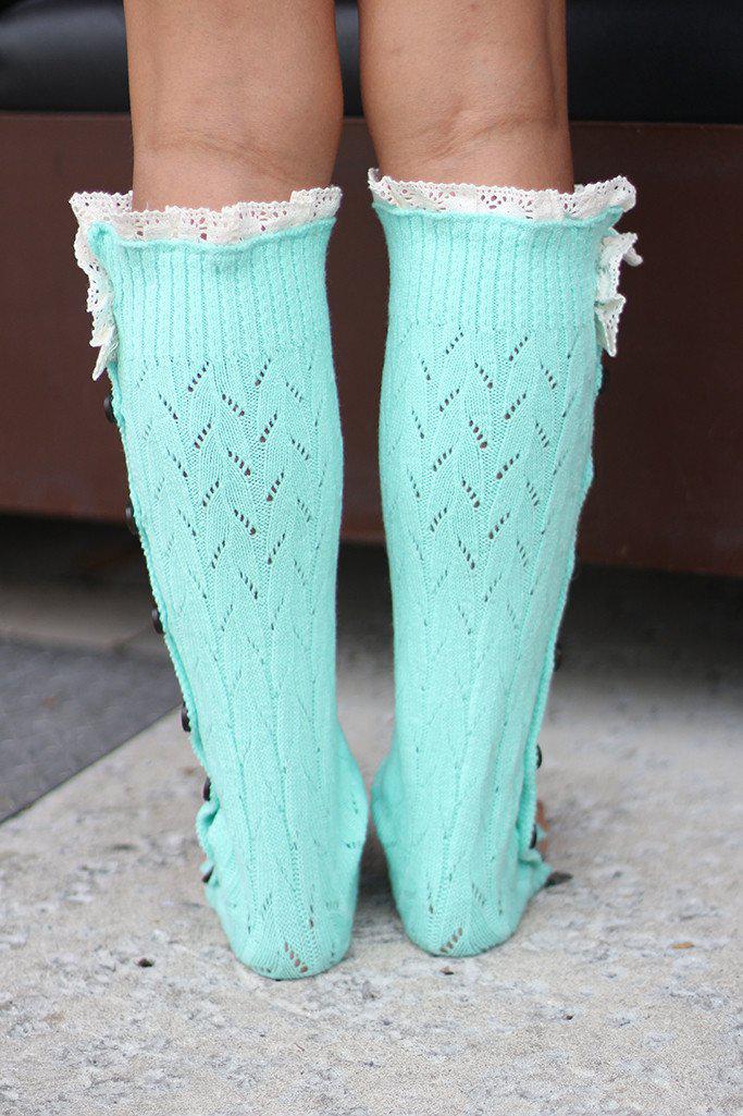 Mint Button Down Knit Leg Warmers Knit leg warmers Gray leg warmers