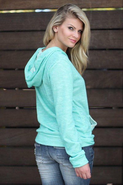 Mint Hoodie with Buttons