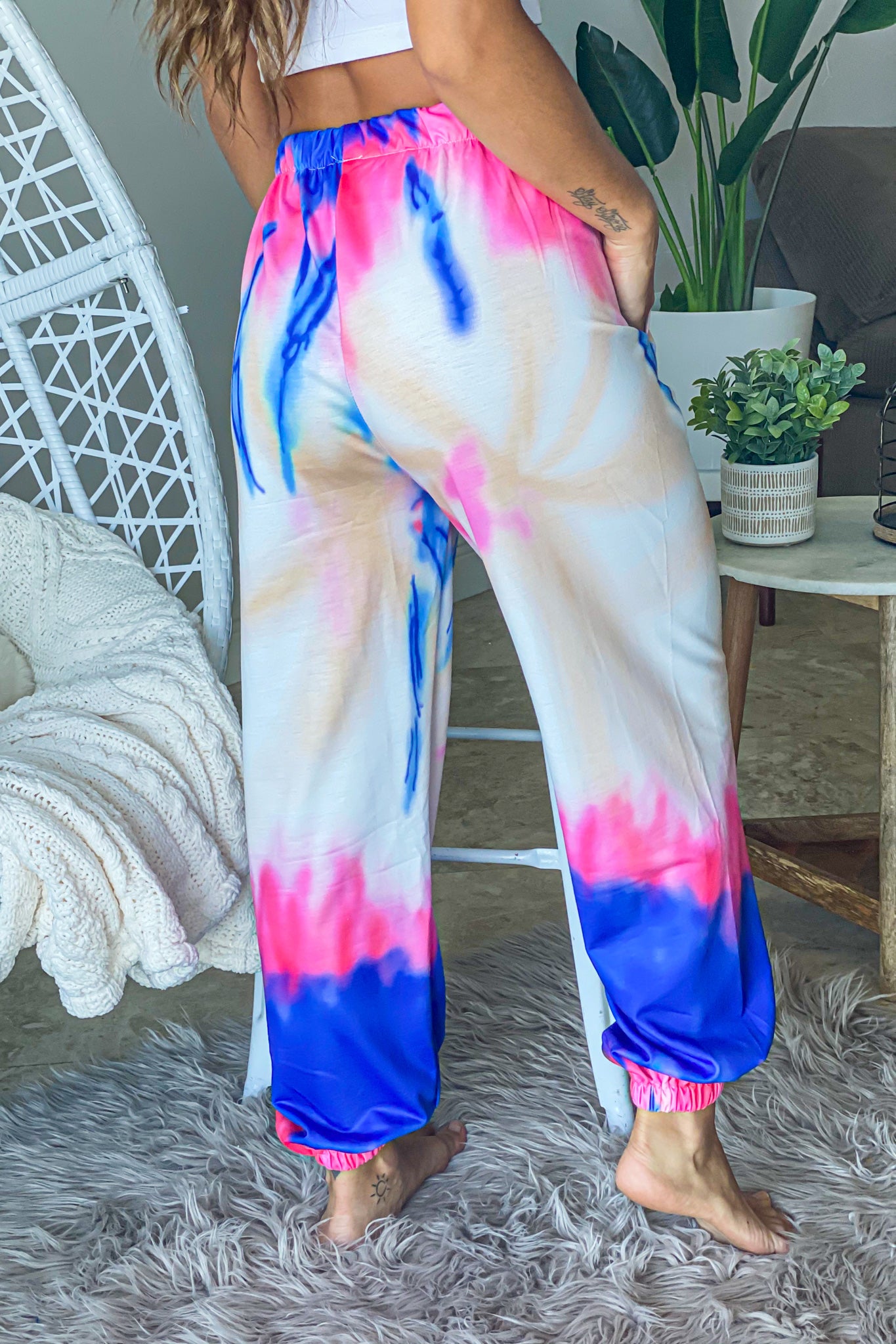 mixed tie dye lounging joggers