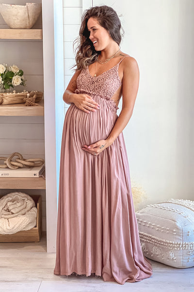 mocha maternity maxi dress