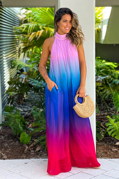 multi color jumpsuit with pockets