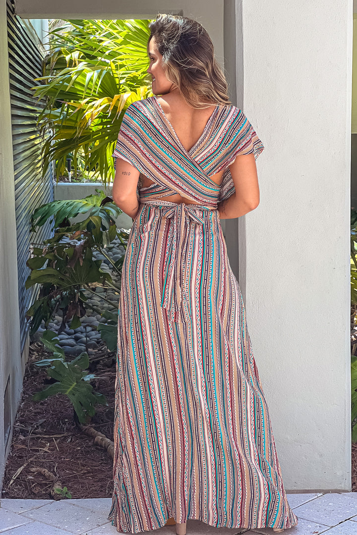 how to tie a maxi dress Multi Color Multi Tie Maxi Dress