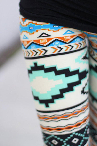 Multi Color Aztec Print Leggings