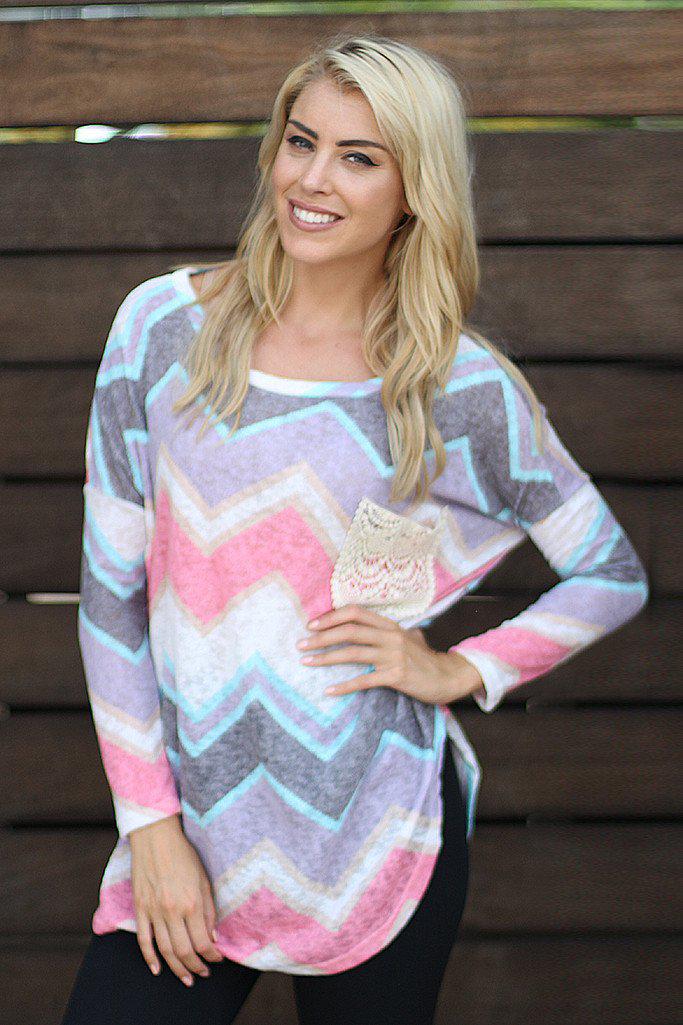 Multi Color Top With Crochet Pocket
