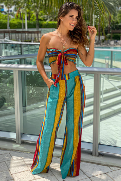 multicolor top and pants set
