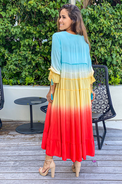 multicolored ombre vacation cover up