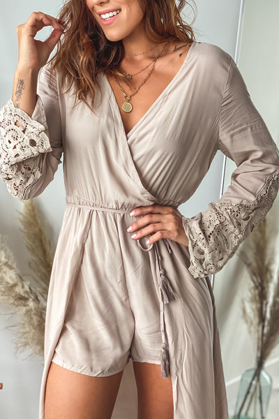 natural romper with lace