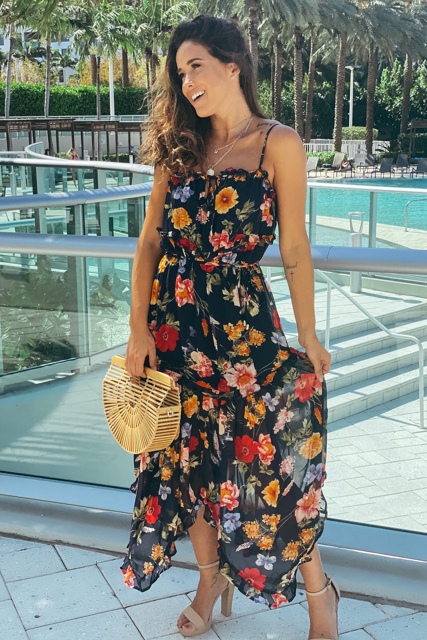 navy floral cute dress