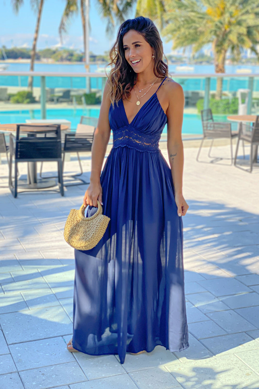 navy crochet maxi dress Alondra Crochet Maxi Dress