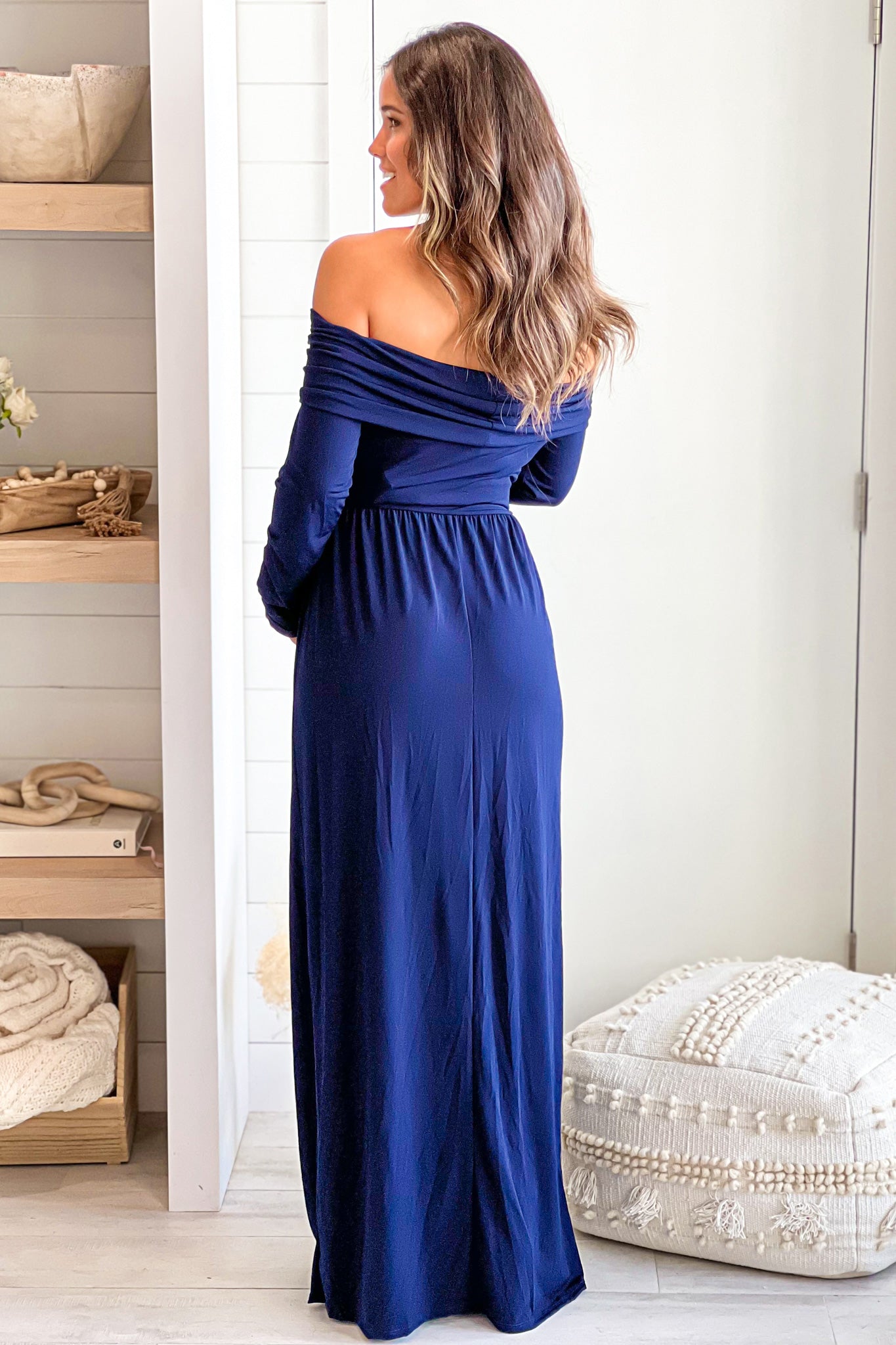 Navy Off Shoulder Maxi Dress Navy Off Shoulder Maxi Dress
