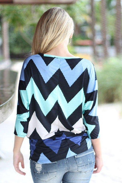 Navy And Mint Chevron Top