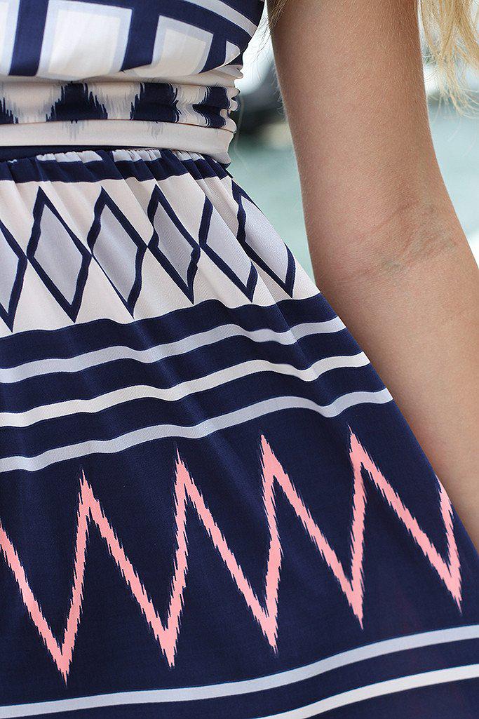 Navy And Neon Pink Short Dress