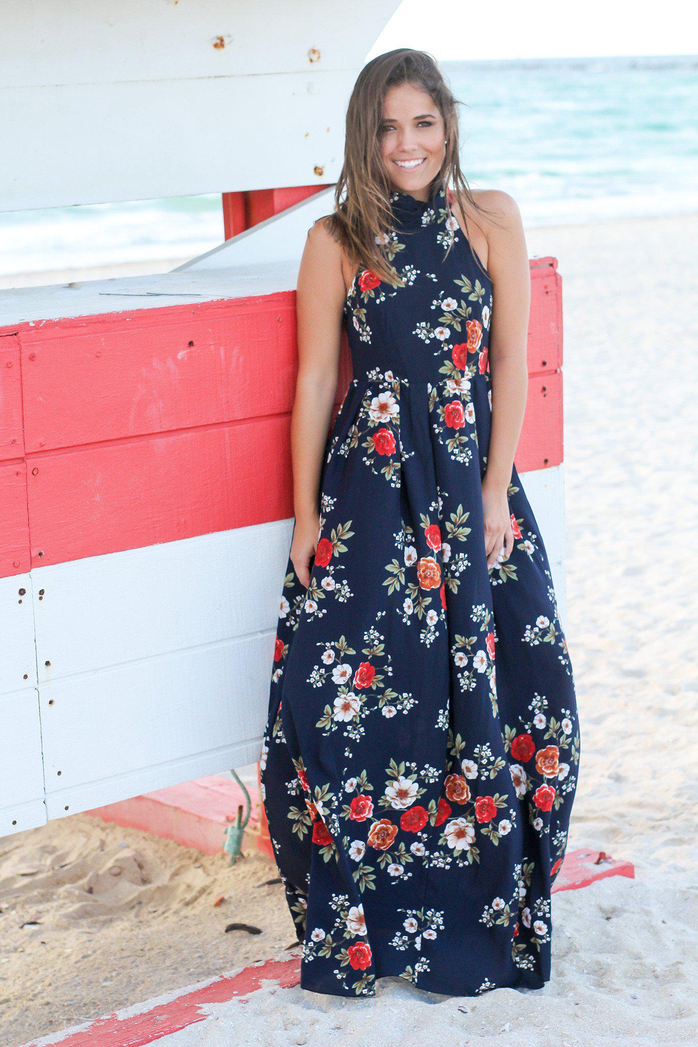 navy floral print