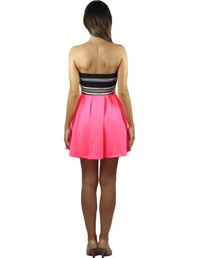 Neon Pink Strapless Short Dress