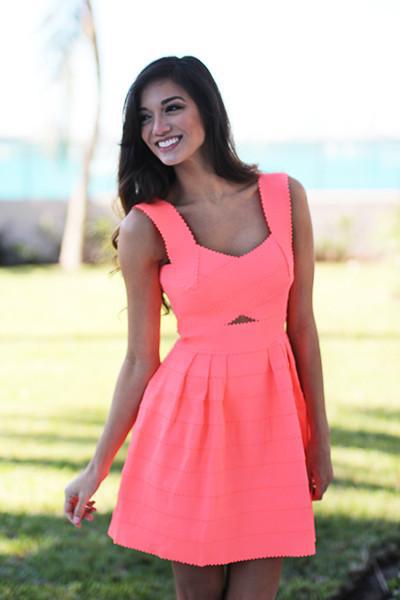 neon peach dress Miaou Ginger Dress in Neon Peach Floral