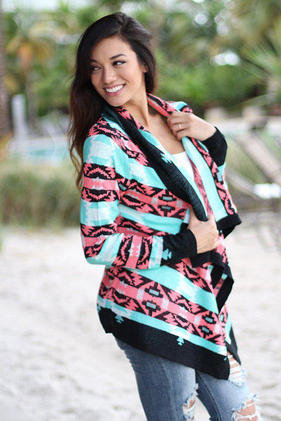 Neon Pink And Black Cardigan