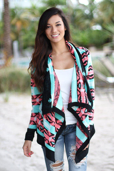 Neon Pink And Black Cardigan