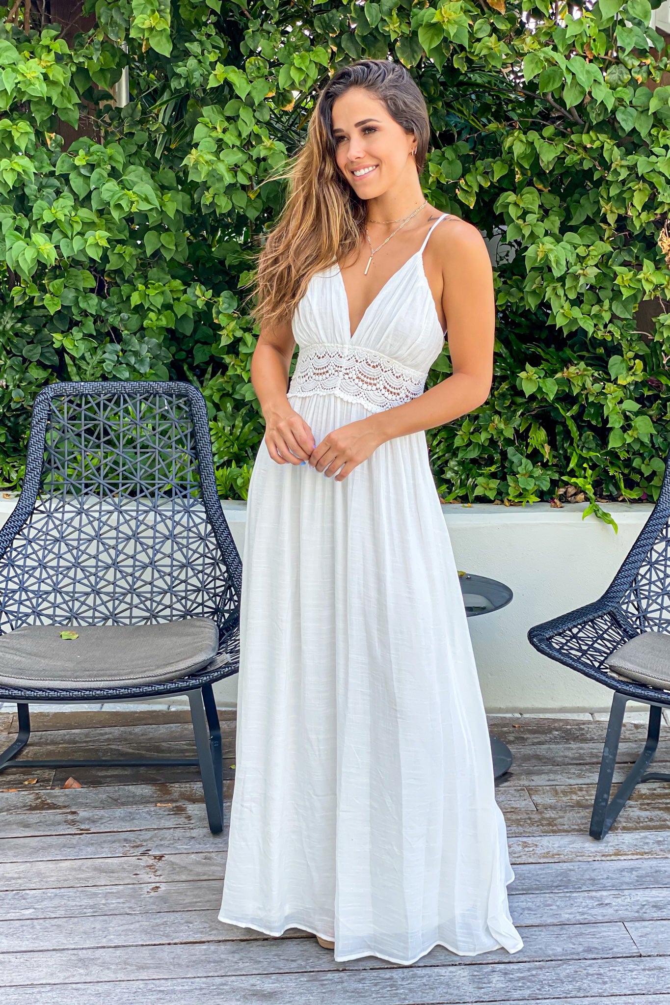 Off White Maxi Dress With Crochet Trim And Lining | Maxi Dresses Saved by the Dress Off White Maxi Dress With Crochet Trim And Lining | Maxi Dresses Saved by the Dress