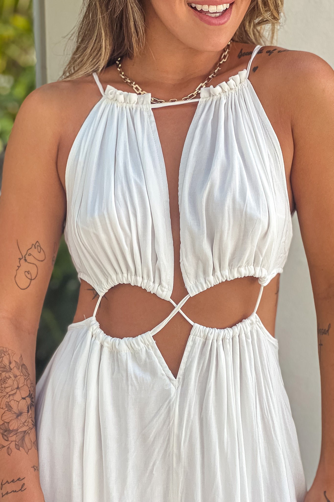 off white cute maxi dress