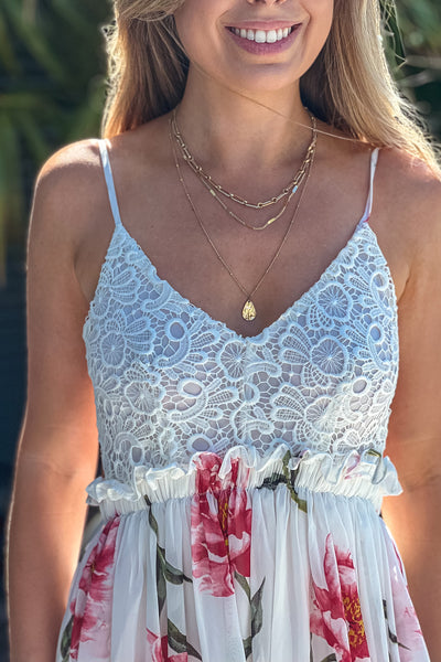 off white floral crochet top maxi dress