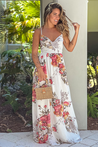 off white floral maxi dress