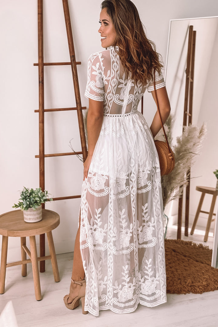 lace dress romper Off White Maxi with Sleeves and Slits quarter unlined bubble sleeves Liverpool Textured Scuba Stretch Size:GIRL-3-6 Months-FAMILY PrememoSale20