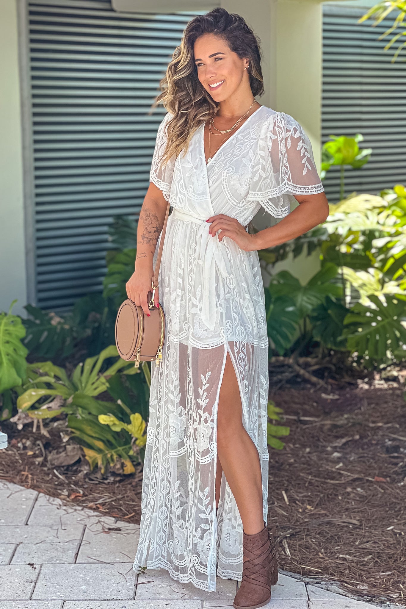 off white lace vacation maxi dress