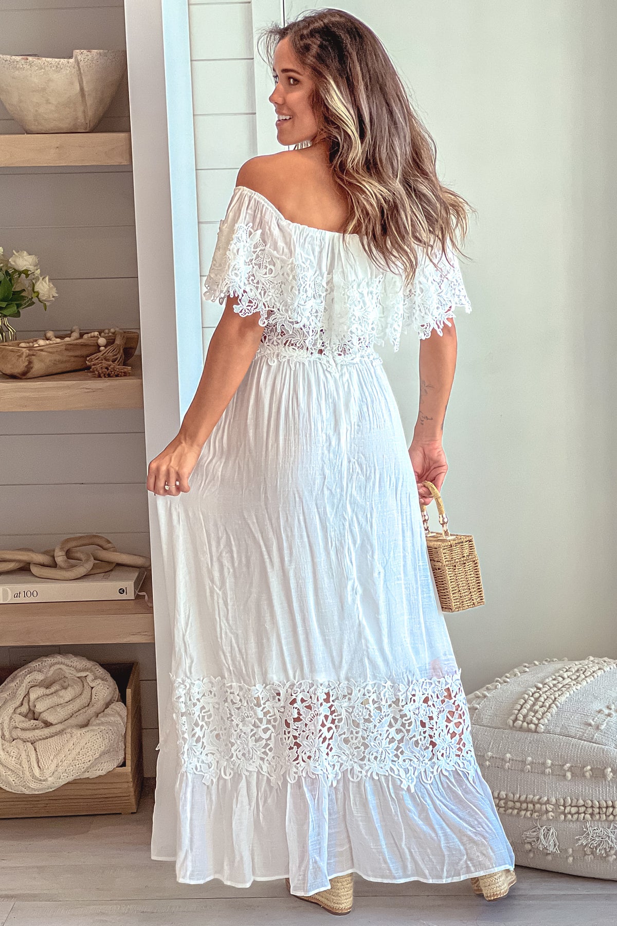 Off White Maxi Dress With Lace Trim | Maxi Dresses – Saved by the Dress