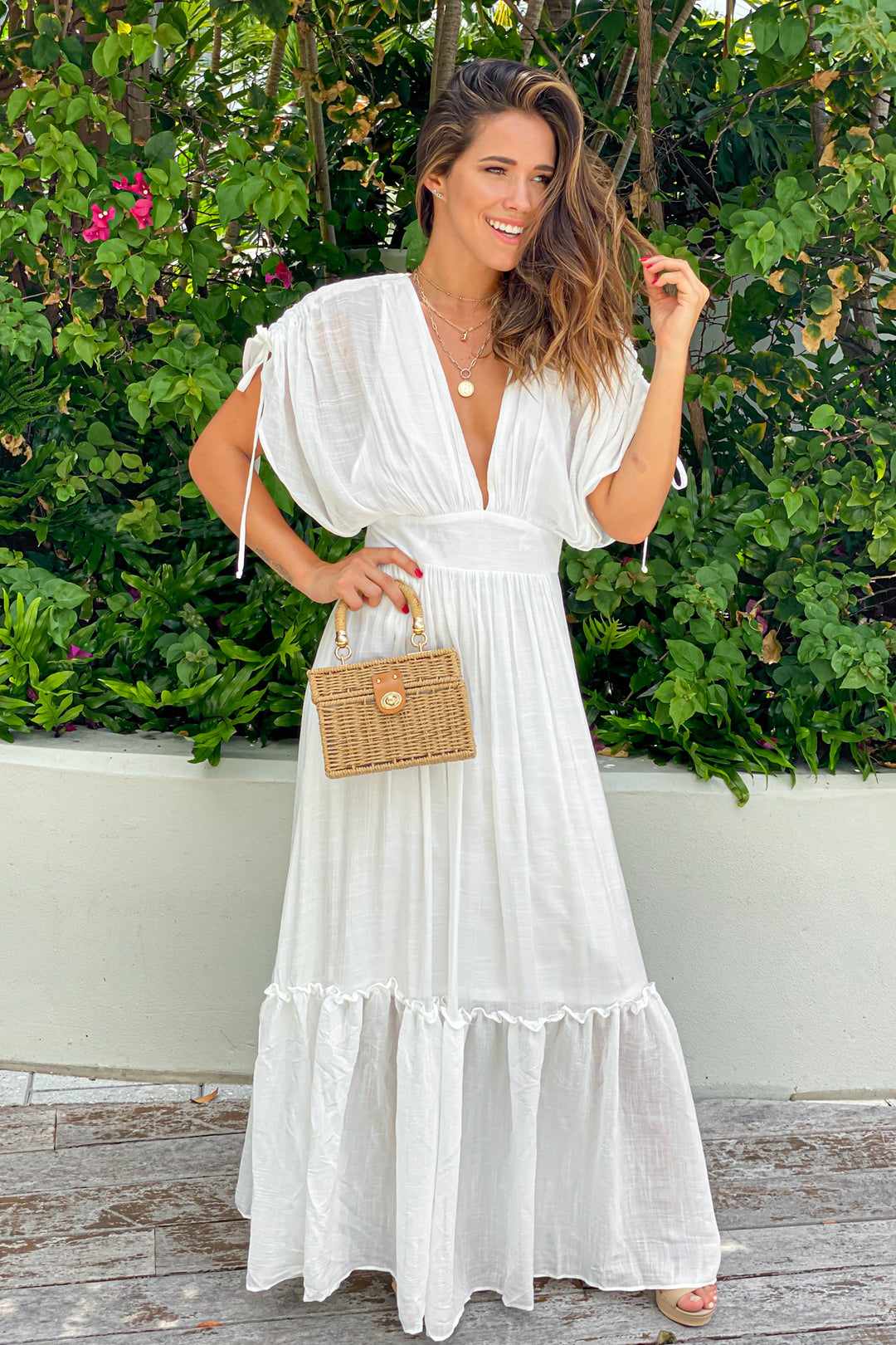 Off White V-Neck Maxi Dress with Dolman Sleeves | Maxi Dresses Saved by the Dress Off White V-Neck Maxi Dress with Dolman Sleeves | Maxi Dresses Saved by the Dress