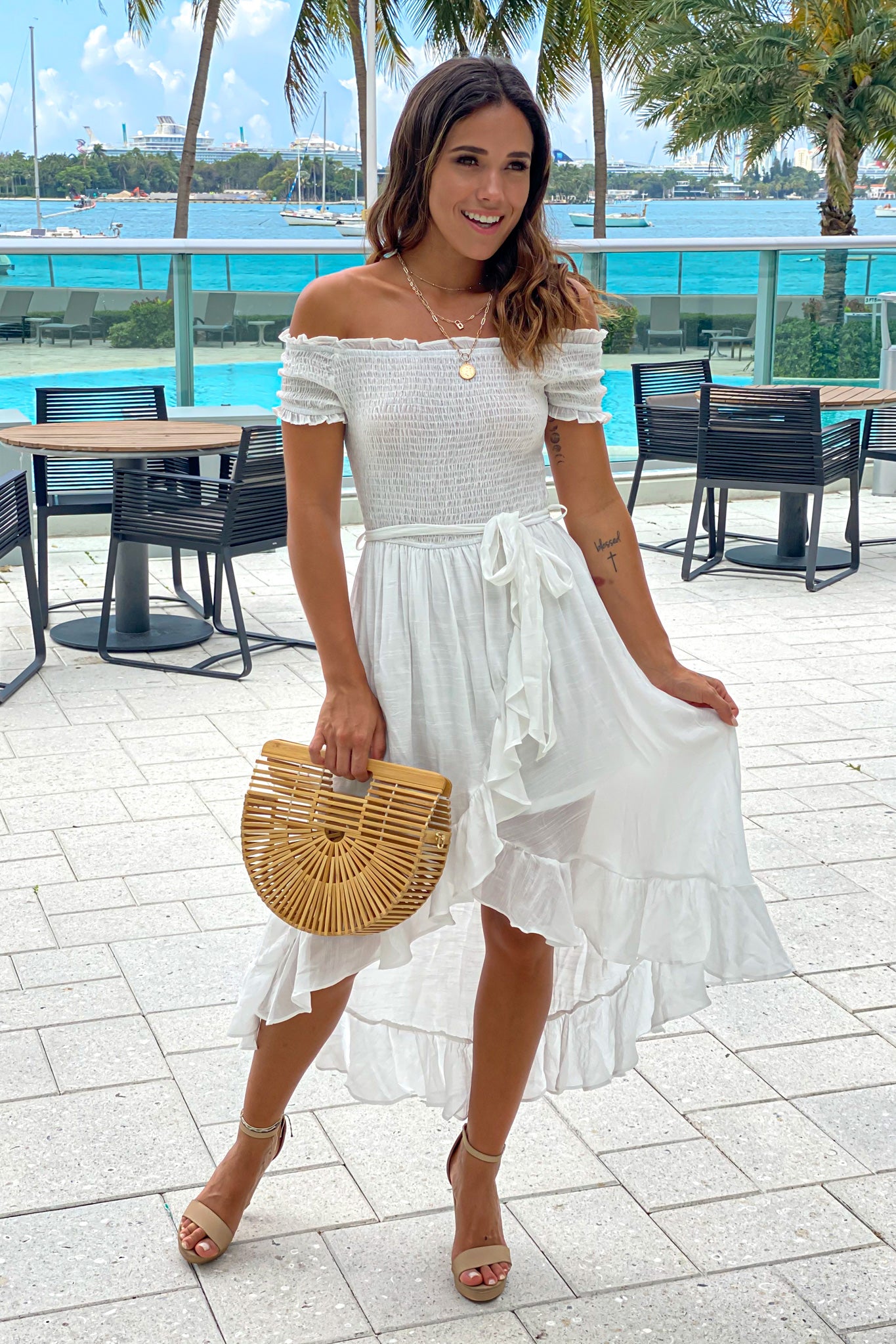 Off White Off Shoulder High Low Dress | Cute Dresses Saved by the Dress Off White Off Shoulder High Low Dress | Cute Dresses Saved by the Dress