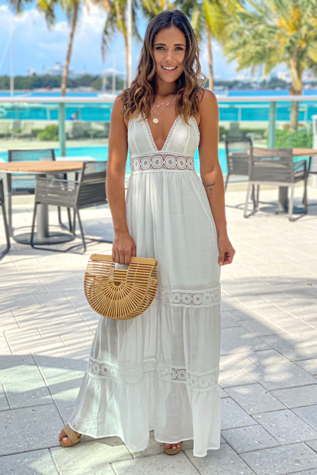 Off White Maxi Dress With Crochet Top | Maxi Dresses – Saved by the Dress