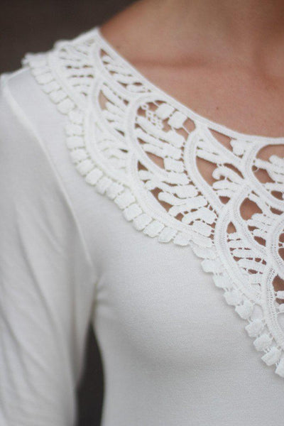 Off White Top With Crochet Detail