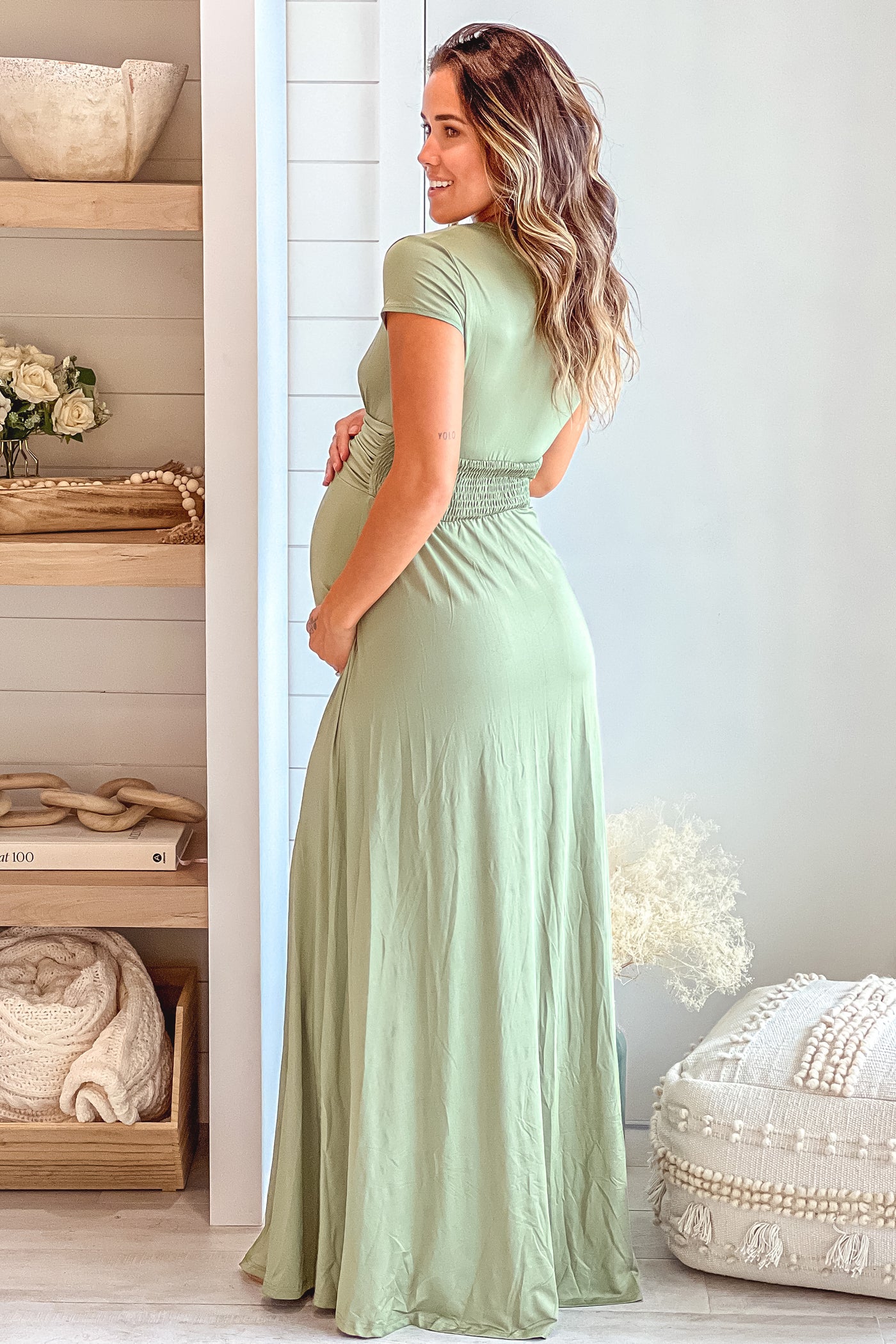 olive maternity maxi dress