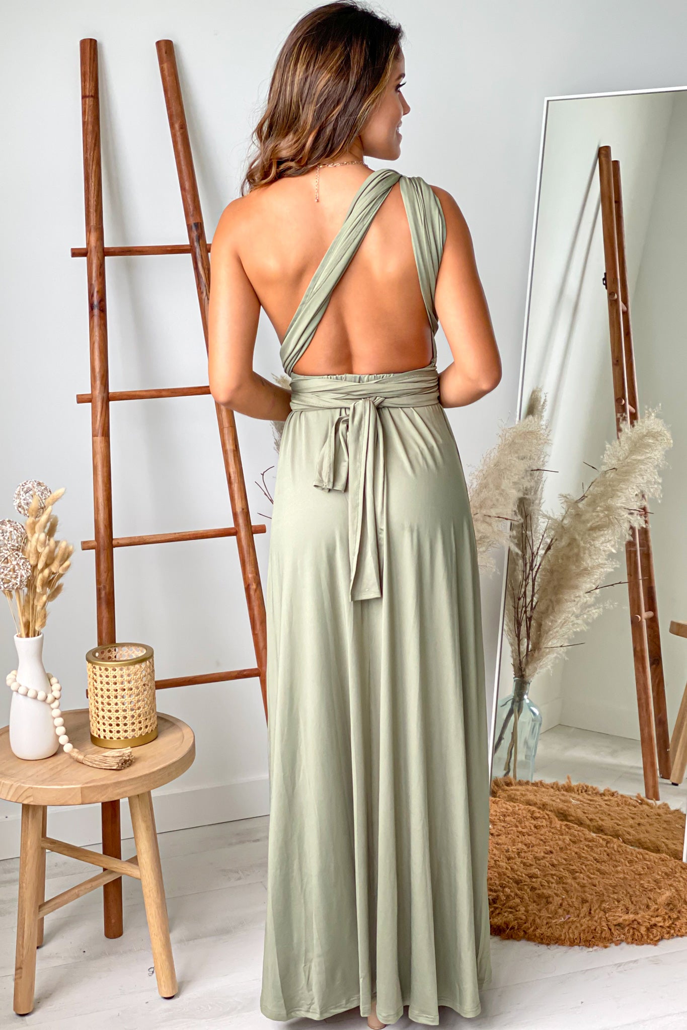olive party maxi dress