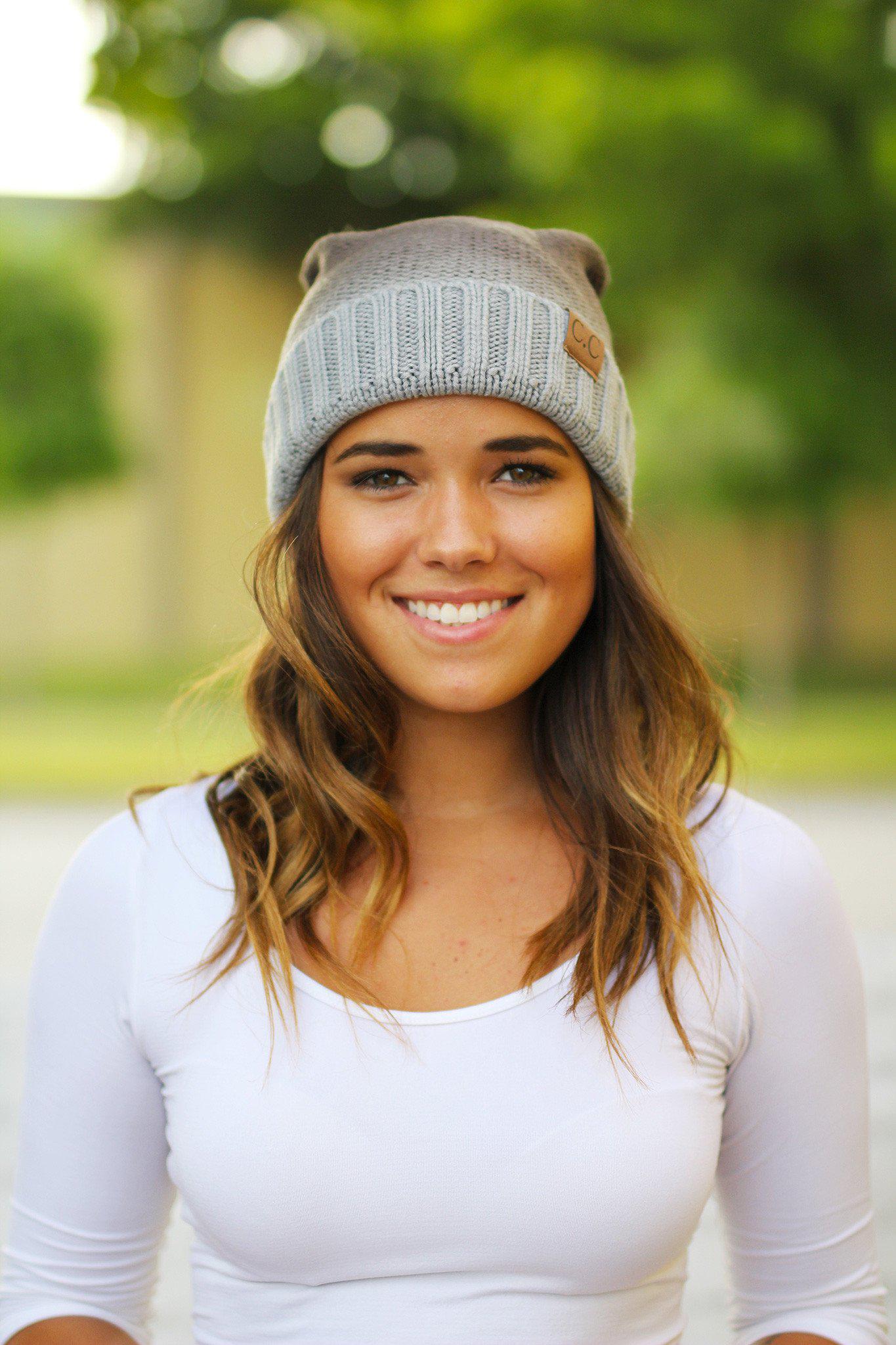 Gray Ombre Knit Beanie