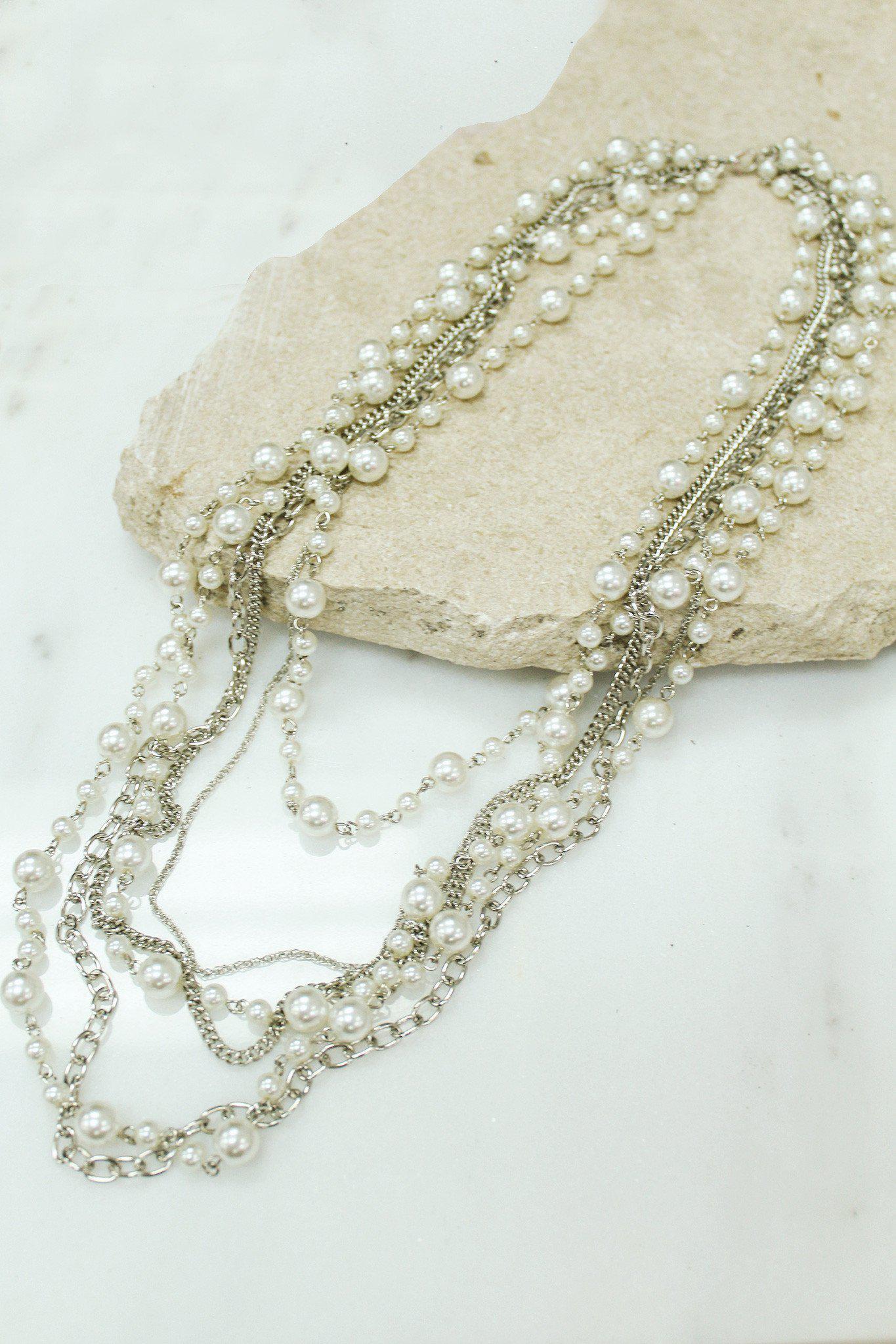 Pearl Silver Chain Necklace