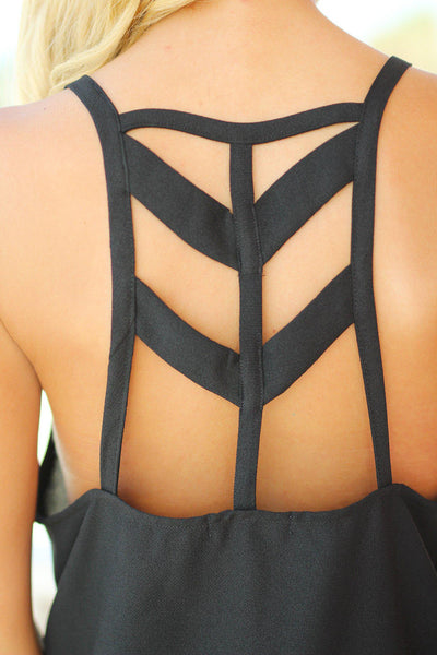 Black Cut Out Back Top