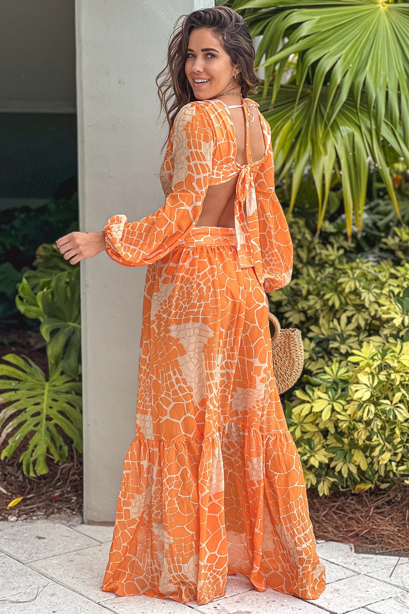 Orange Printed Maxi Dress with Cut Out | Maxi Dresses Saved by the Dress Orange Printed Maxi Dress with Cut Out | Maxi Dresses Saved by the Dress