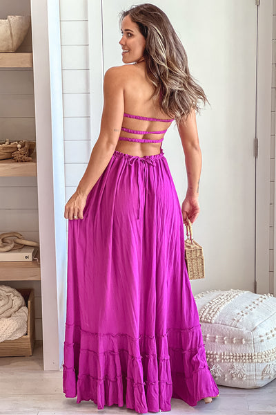 orchid strappy back maxi dress