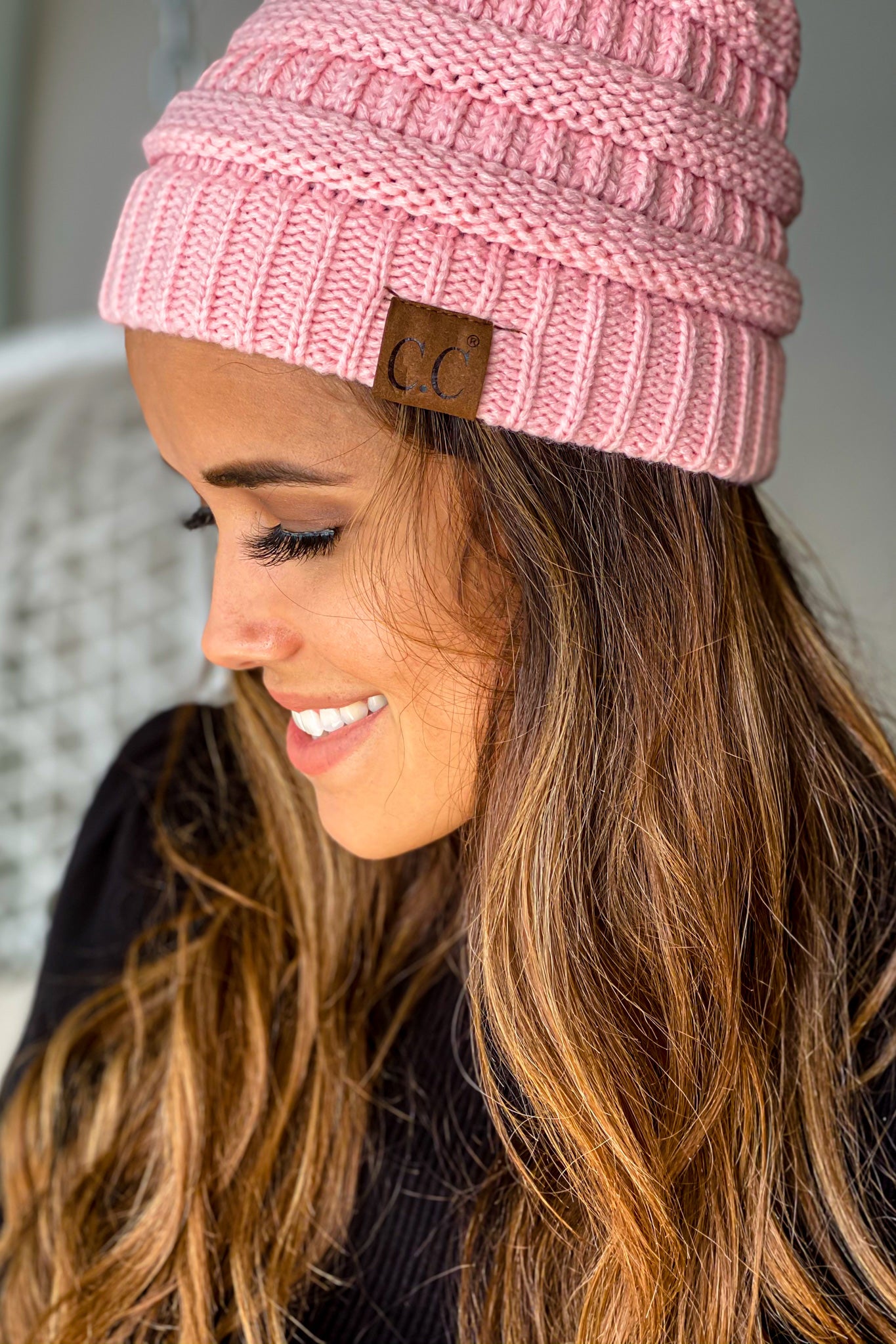 pale pink beanie