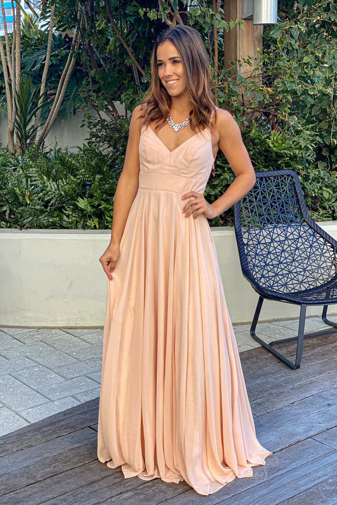 Peach Maxi Dress With Embroidered Back and Button Detail | Maxi Dresses Saved by the Dress Peach Maxi Dress With Embroidered Back and Button Detail | Maxi Dresses Saved by the Dress