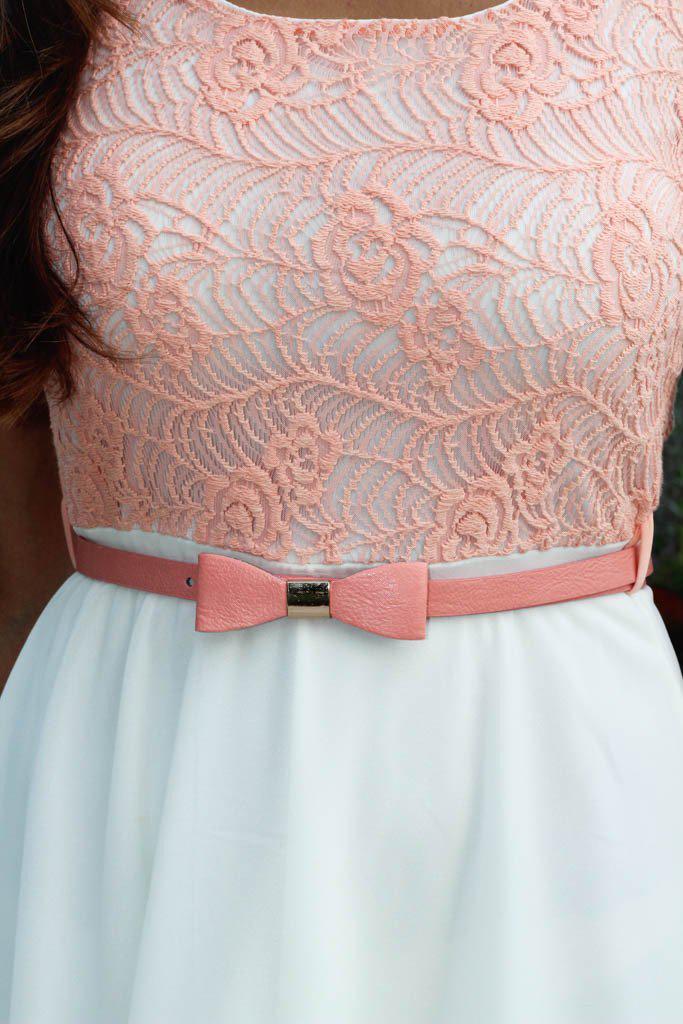 Ivory and Peach Lace Short Dress