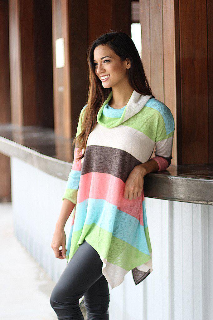 Peach Color Block Sweater
