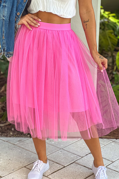 pink bubble gum mesh skirt