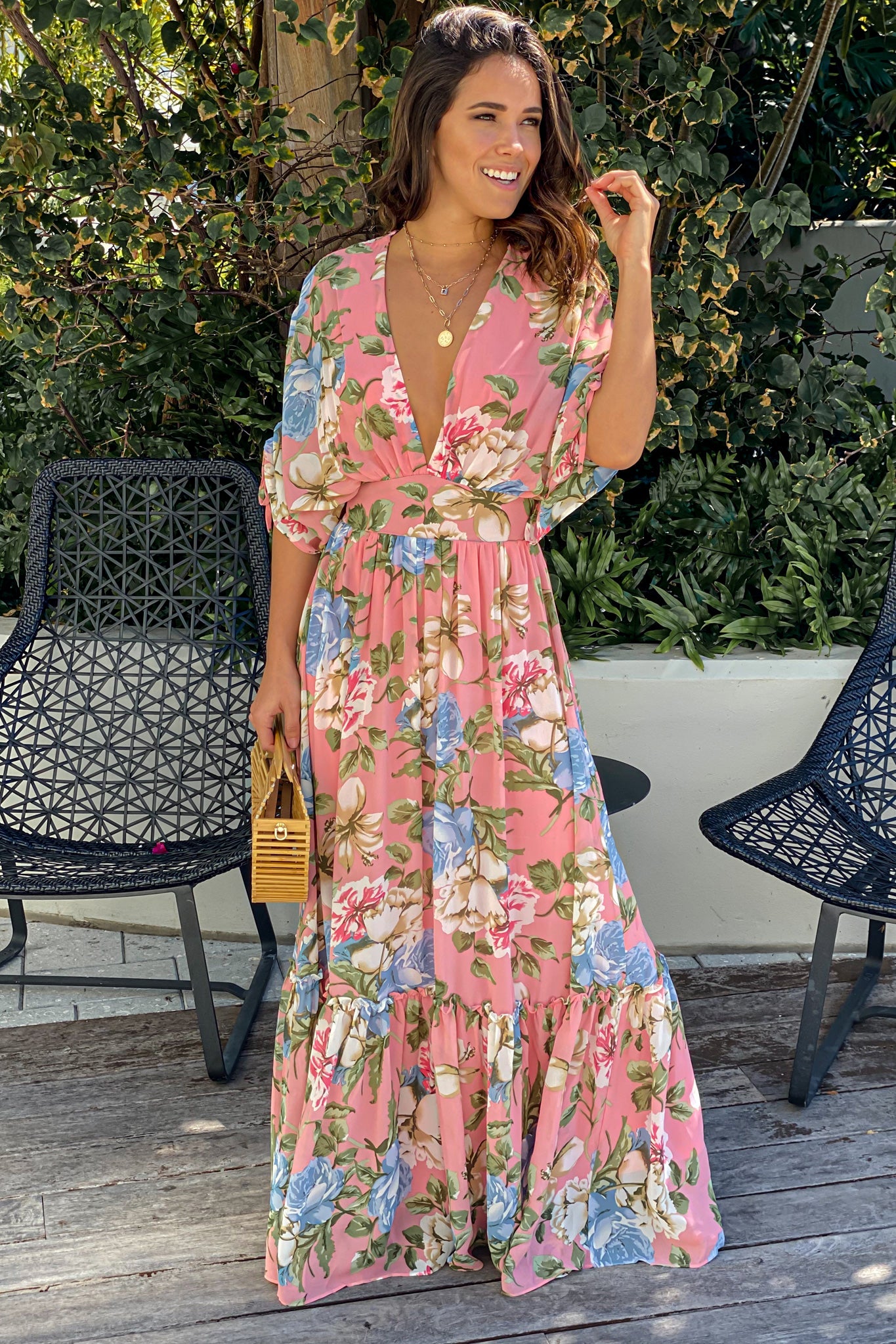 Pink Floral Dolman Sleeves Maxi Dress | Maxi Dresses Saved by the Dress Pink Floral Dolman Sleeves Maxi Dress | Maxi Dresses Saved by the Dress
